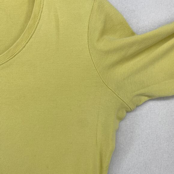 EILEEN FISHER Top PM Organic Cotton Ribbed Jersey Scoop Neck Short Sleeve Yellow - Picture 7 of 11